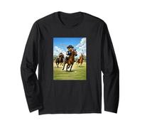 Cool Teddy Bear Playing Horse Polo Game Illustration Graphic Maglia a Manica