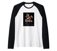 Cool Teddy Bear Playing Horse Polo Game Illustration Graphic Maglia con Maniche Raglan