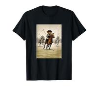 Cool Teddy Bear Playing Horse Polo Game Illustration Graphic Maglietta