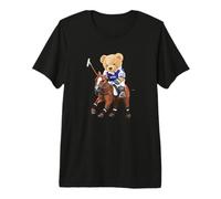 Cool Teddy Bear Playing Horse Polo Game Illustration Graphic Maglietta Premium