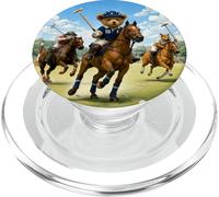 Cool Teddy Bear Playing Horse Polo Game Illustration Graphic PopSockets PopGrip per MagSafe