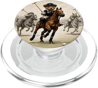 Cool Teddy Bear Playing Horse Polo Game Illustration Graphic PopSockets PopGrip per MagSafe