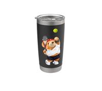 Cool Teddy Bear Playing Tennis Illustration Graphic Designs Bicchiere termico in acciaio inox doppia parete