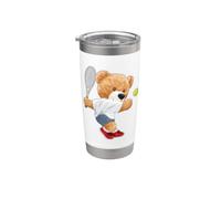 Cool Teddy Bear Playing Tennis Illustration Graphic Designs Bicchiere termico in acciaio inox doppia parete