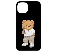 Cool Teddy Bear Playing Tennis Illustration Graphic Designs Custodia per iPhone 13