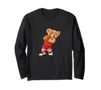 Cool Teddy Bear Plays Basketball Illustration Graphic Design Maglia a Manica