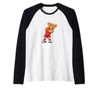 Cool Teddy Bear Plays Basketball Illustration Graphic Design Maglia con Maniche Raglan