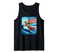 Cool Teddy Bear Shredding Onde con bandiera americana Canotta
