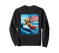 Cool Teddy Bear Shredding Onde con bandiera americana Felpa