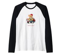 Cool Teddy Bear Vintage Car Guy Cartoon Graphic Designs Fun Maglia con Maniche Raglan
