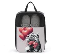 Cool Tiger - Borsa per scarpe a forma di cuore con palloncini e rose, per viaggi e uso quotidiano, anti-polvere, porta scarpe da golf