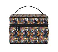 Cool Tiger Graffiti Print Makeup Bag Trousse Toiletry Bags Cute Cosmetic Bag per le donne, Grande borsa organizer da viaggio
