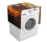Cool Tiger in Flame Copertura per lavatrice con tasche portaoggetti Rondella Asciugatrice Top Copertura antipolvere 137,9 x 52,1 cm Frigorifero Cucina Cuscinetti protettivi Decorazione per la casa