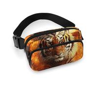 Cool Tiger in Flame Marsupio per donne e uomini Marsupio regolabile casual borsa per viaggi, sport, escursionismo, bianco, 20,1 x 13 cm, Bianco, 7.9x5.1inches