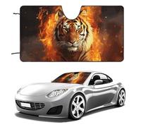 Cool Tiger in Flame - Parasole per parabrezza dell'auto, per mantenere fresco l'interno dell'auto, 139,7 x 76,2 cm, parasole pieghevole per finestrino anteriore, scudo termico per SUV, camion, blocca