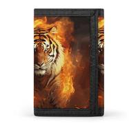 Cool Tiger in Flame Portafoglio minimalista da uomo sottile a tre ante portafogli alla moda moderno portafoglio antifurto per carte e contanti