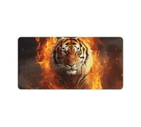 Cool Tiger in Flame - Tappetino per tastiera grande, tappetino per mouse da gioco, antiscivolo, per scrivania, lavoro, casa, 30 x 60 cm