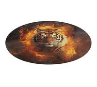 Cool Tiger in Flame Tappeto rotondo morbido assorbente tappetino da bagno ingresso antiscivolo tappeto fattoria tappetino anteriore posteriore 90 x 90 cm per camera da letto soggiorno casa decorativo