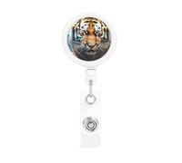 Cool Tiger, porta badge retrattile con clip a coccodrillo, portachiavi, clip per badge, leggero, retrattile, porta badge divertente, per infermieri, insegnanti, impiegati