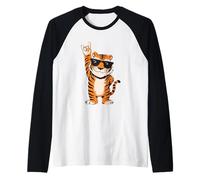 Cool Tiger Rock On Funny Animal Lover Occhiali da Sole grafici Maglia con Maniche Raglan