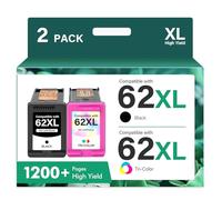 Cool Toner 62XL 62 Ink Cartridges Black and Color Combo Pack Remanufactured Replacement for 62XL 62 Ink Envy 7640 5660 5540 7645 5740 5746 OfficeJet 250 200 Printer,Black,Tri-Color,2-Pack