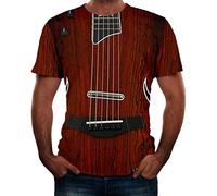 Cool Tops Maniche Chitarra Estate Tees 3D Uomo T-Shirt Stampato Breve Fashon Camicetta Degli Uomini Check Dress Shirt Uomo, vino, L