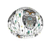 Cool Tribe Owls - Cuffia per capelli per doccia, grande, riutilizzabile, impermeabile, a doppio strato, da donna, con fodera in PEVA e corda elastica