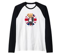 Cool UK Teddy Bear Illustration Novelty Graphic Designs Maglia con Maniche Raglan