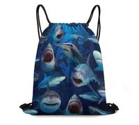 Cool Underwater World Shark Borsa con Coulisse Pieghevole Borsa Palestra Unisex Zaino per Viaggi Uomo Yoga 36X42Cm