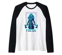 Cool Vaporwave Freyja Dea vichinga Mitologia Norrena Maglia con Maniche Raglan