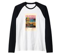 Cool Vintage California Illustration Novelty Graphic Designs Maglia con Maniche Raglan