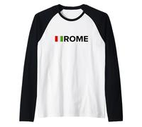 Cool Vintage Roma Italia Skyline with Italy Flag, Rome Italy Maglia con Maniche Raglan