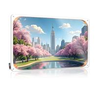 Cool Wall Decor Plain Wall Art - Cherry Blossom Pathway to the city Skyline accessorio artigianale retrò stile decorazione per la casa (20 x 30 cm)
