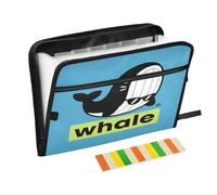 Cool Whale Blue - Cartella portadocumenti espandibile con 13 tasche, formato A4, con cerniera, colore: Blu