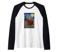 Cool Wild California Bear in The Starry Night Painting Art Maglia con Maniche Raglan