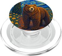 Cool Wild California Bear in the Starry Night Painting Art PopSockets PopGrip per MagSafe