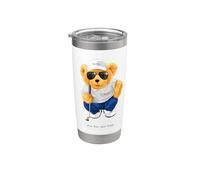 Cool Wild Teddy Bear Playing Golf Style Illustration Graphic Bicchiere termico in acciaio inox doppia parete