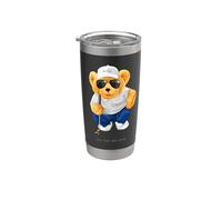 Cool Wild Teddy Bear Playing Golf Style Illustration Graphic Bicchiere termico in acciaio inox doppia parete