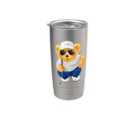 Cool Wild Teddy Bear Playing Golf Style Illustration Graphic Bicchiere termico in acciaio inox doppia parete