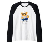 Cool Wild Teddy Bear Playing Golf Style Illustration Graphic Maglia con Maniche Raglan