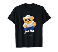 Cool Wild Teddy Bear Playing Golf Style Illustration Graphic Maglietta