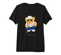 Cool Wild Teddy Bear Playing Golf Style Illustration Graphic Maglietta Premium