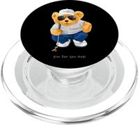 Cool Wild Teddy Bear Playing Golf Style Illustration Graphic PopSockets PopGrip per MagSafe