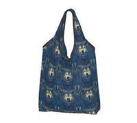 Cool Wolf Blue Eyes Print - Borsa per la spesa riutilizzabile, 1 borsa della spesa pieghevole con manici