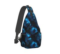 Cool Wolf Blue Flame Print Sling Bag per uomini e donne, borse a tracolla borsa da petto zaino per viaggi escursionismo
