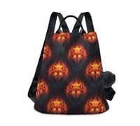 Cool Wolf Fire Print - Zaino da donna con stampa floreale, scomparto principale con cerniera posteriore e tasche laterali