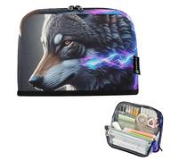 Cool Wolf Matite Pouch Zipper Pencil Case Big Storage Pencil Bags Classroom Pen Bag Boys Art Pattern Cancelleria Bambini Organizzatore Scuola Forniture