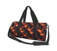 Cool Wolf Red Flame Print Travel Duffle Bag, Borsa sportiva da palestra per donne e uomini, borsa da viaggio per oggetti personali durante la notte
