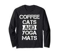 Cool Yoga Coffee Cats Tee Shirts, Coffee Cats And Yoga Mats Maglia a Manica