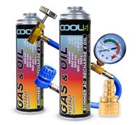 Cool5 2 X Summer AC Recharge + olio - Cambio refrigerante e olio (R1234yf gas sostitutivo) con tubo di misurazione e adattatore YF - per auto dal 2017 e nuovo, 290 g + 70% del prodotto - soluzione